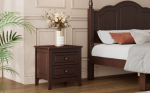 2-Drawer Nightstand for Bedroom, Mid Century Retro Bedside Table with Classic Design - Image 4