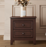 2-Drawer Nightstand for Bedroom, Mid Century Retro Bedside Table with Classic Design - Image 2