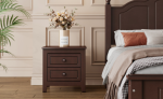 2-Drawer Nightstand for Bedroom, Mid Century Retro Bedside Table with Classic Design - Image 3