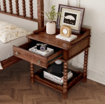 Retro Style Nightstand with Drawer and Open Shelf - Image 2