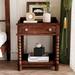 Retro Style Nightstand with Drawer and Open Shelf - Image 3