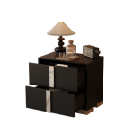 2 Large Capacity Drawers Nightstand,Simple and Generous, Black