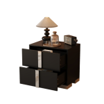 2 Large Capacity Drawers Nightstand,Simple and Generous, Black
