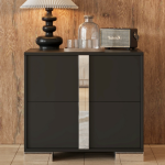 2 Large Capacity Drawers Nightstand,Simple and Generous, Black - Image 2
