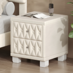 Elegant Velvet Nightstand with 2 Drawers and Crystal Handle, Storage Bedside Table with Button-Tufte - Image 3