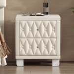 Elegant Velvet Nightstand with 2 Drawers and Crystal Handle, Storage Bedside Table with Button-Tufte - Image 4