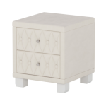 Elegant Velvet Nightstand with 2 Drawers and Crystal Handle, Storage Bedside Table with Button-Tufte