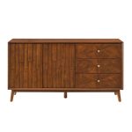 56" Mid Century Modern TV Stand-Walnut