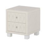 Elegant Velvet Nightstand-Nightstand-Beige