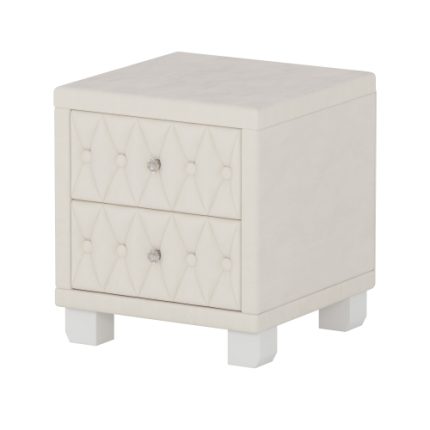 Elegant Velvet Nightstand-Nightstand-Beige