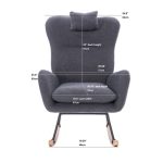 Teddy Upholstered Nursery Rocking Chair-ERGONOMIC DESIGN-(DARK GREY Teddy) - Image 2