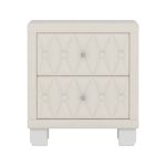 Elegant Velvet Nightstand-Nightstand-Beige - Image 2