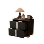 Elegant Nightstand with Metal Foot-for Bedroom, Living Room-Black|White|Gray