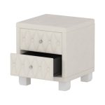 Elegant Velvet Nightstand-Nightstand-Beige - Image 3