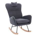 Teddy Upholstered Nursery Rocking Chair-ERGONOMIC DESIGN-(DARK GREY Teddy)